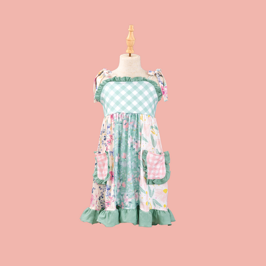 Girls Mint Gingham Dress