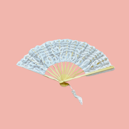 Battenberg White Lace Fan