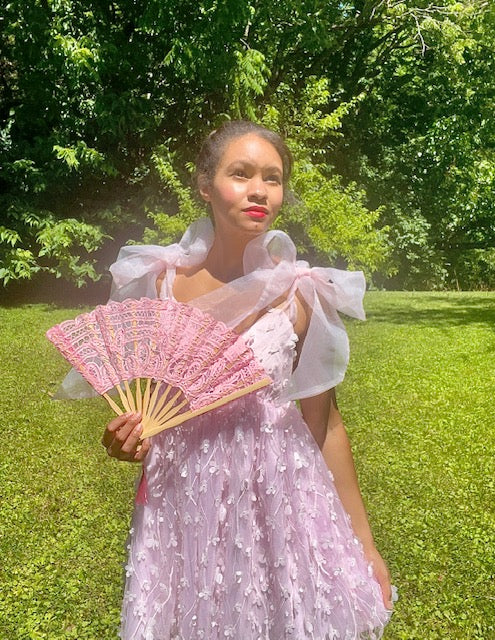 Battenberg Pink Lace Fan
