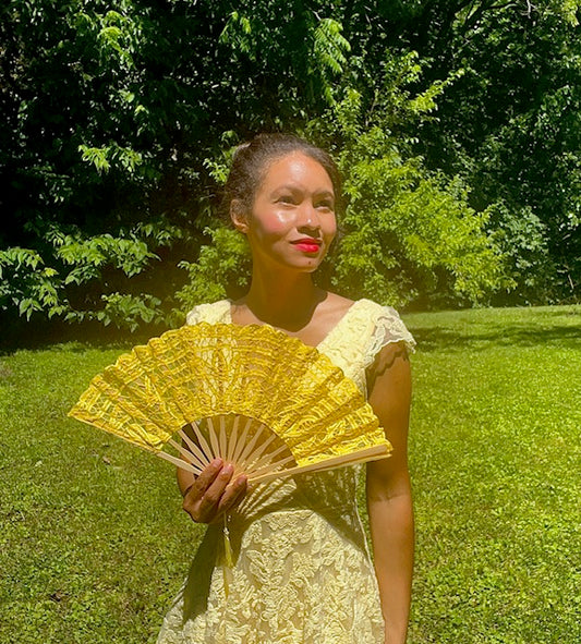 Battenberg Yellow Lace Fan